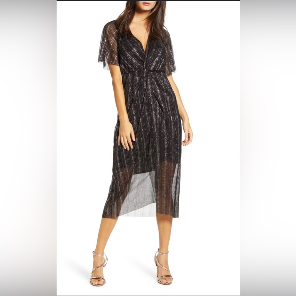 All in Favor Dolman Plisse Midi Dress Size S